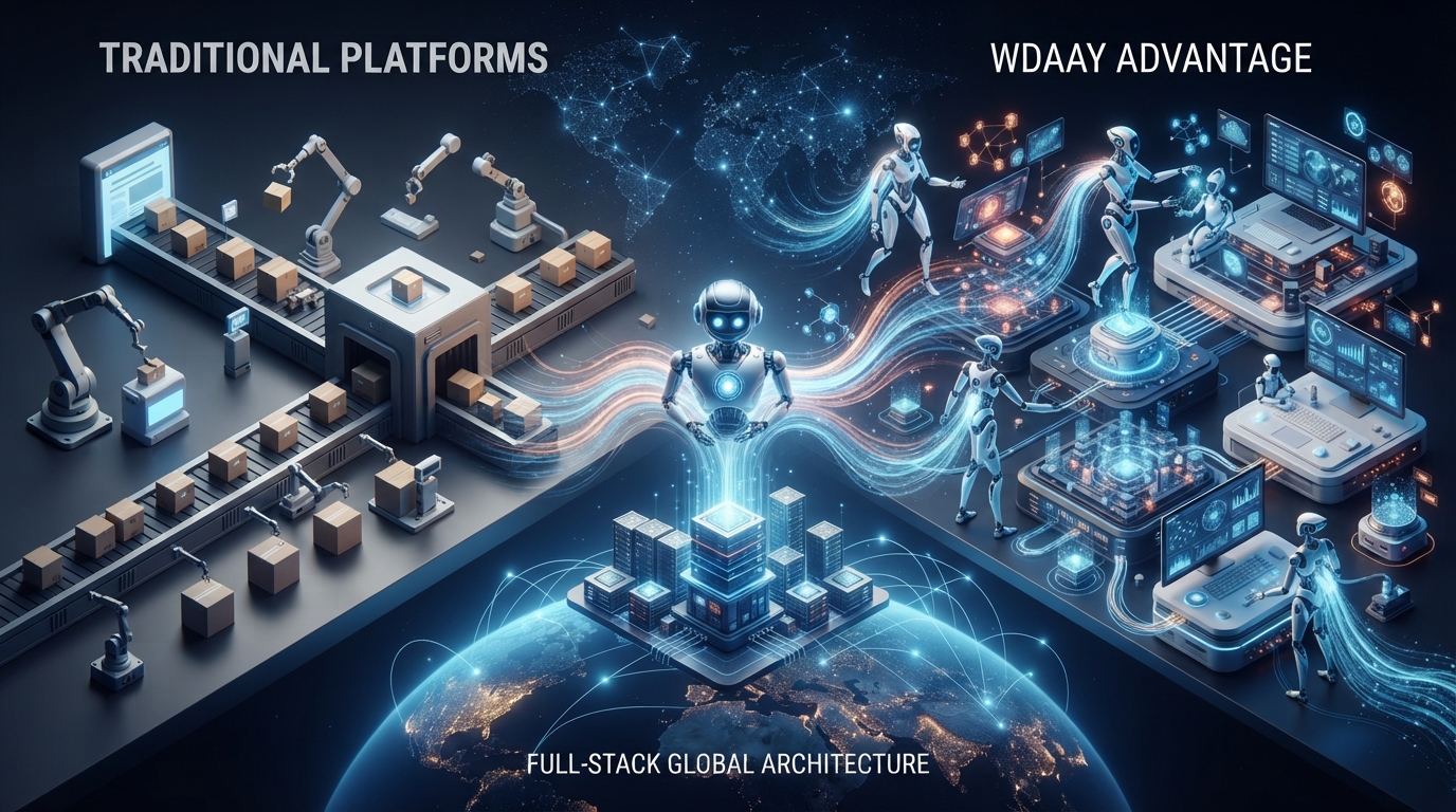 WDAAY 和其他建站或 AI 服务商相比有什么优势？从企业 AI 智能体搭建到出海全栈架构深度解析